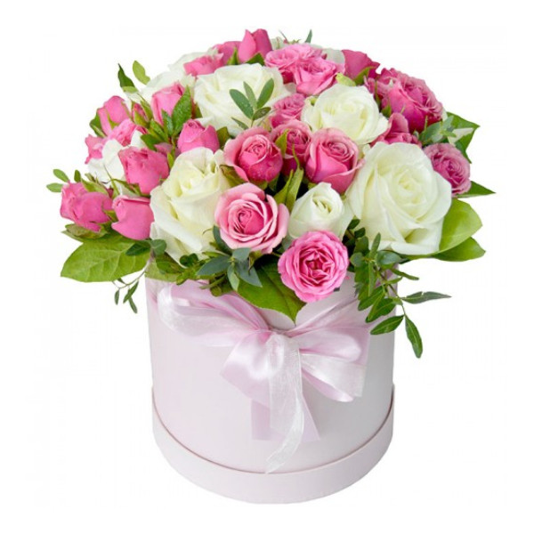 Букет цветов "Шляпная коробка Элегия"